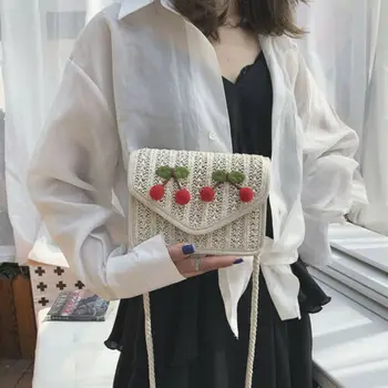 

2019 Women Boho Exotic Floral Straw Beach Weave Cloth Mini Bag Tote Bag Key Bag