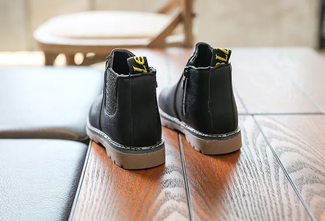 2019 New Autumn Children Shoes PU Leather Waterproof Leather Boots Warm Kids Snow Boots Girls Boys Rubber Boots Fashion Sneakers 28 27