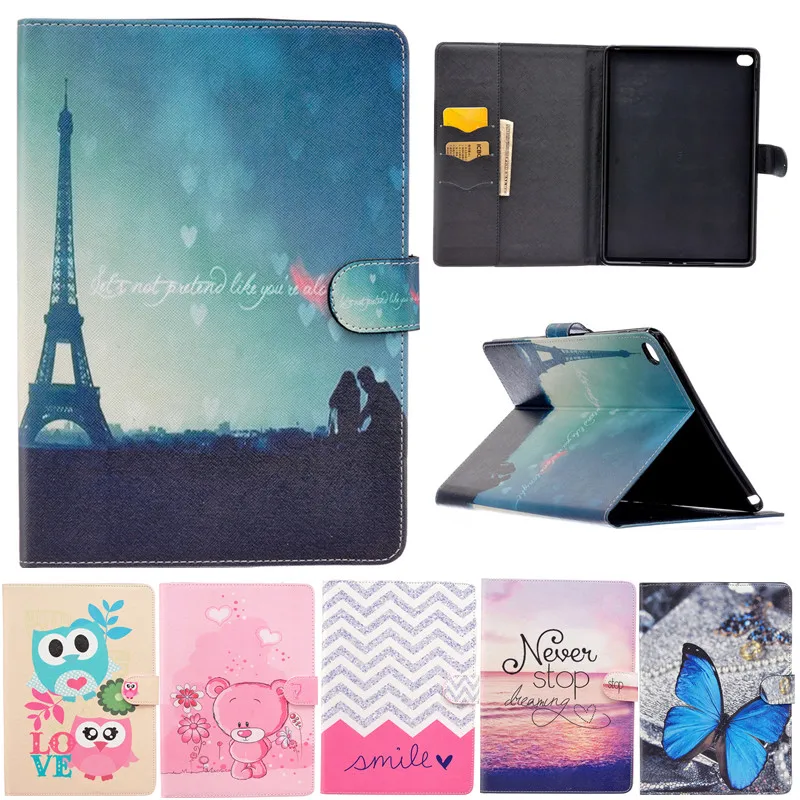 

For Apple ipad Air 2 ipad6 Case Cartoon Tower Flip PU Leather Cover For New ipad 6 Stand Holder Folio Tablet Case Fundas Coque