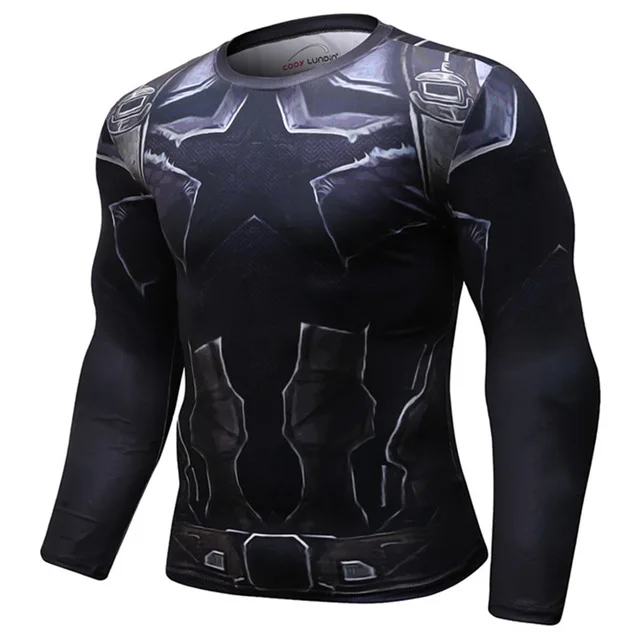 

2019Men Compression Shirt Base Layer Long sleeves Animal 3D Prints Thermal Under MMA Rashguard Tights Skin Man's T Shirt