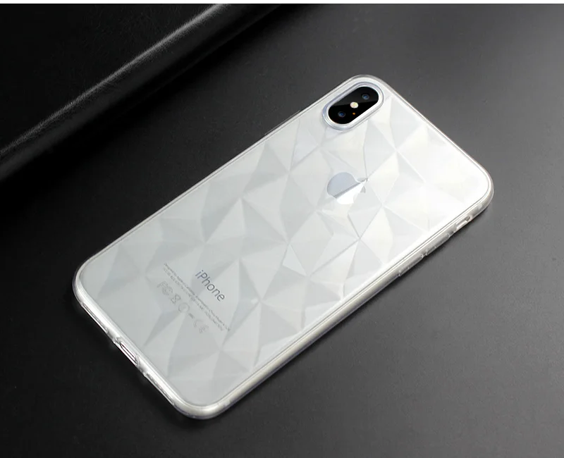 100 шт./лот 3 dtransparent телефона чехол для iPhone X 8 7 6 Plus 3D DIAMOND задняя крышка для iPhone 7 6S полной защиты ТПУ Fundas В виде ракушки