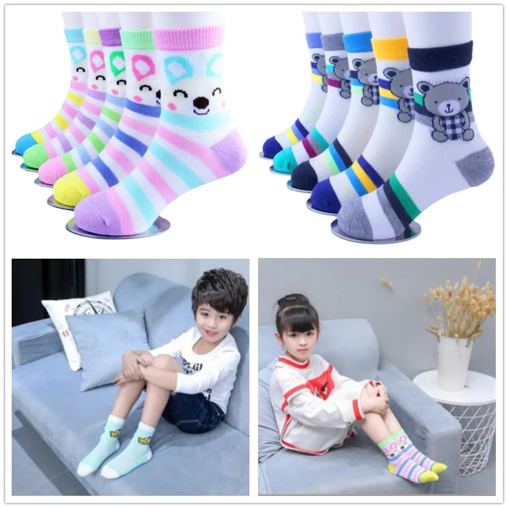 

5 Double Bags 2018 Spring And Summer Children'S Mesh Socks Children'S Thin Cotton Socks Boys And Girls Cotton Mesh Socks Wholesa