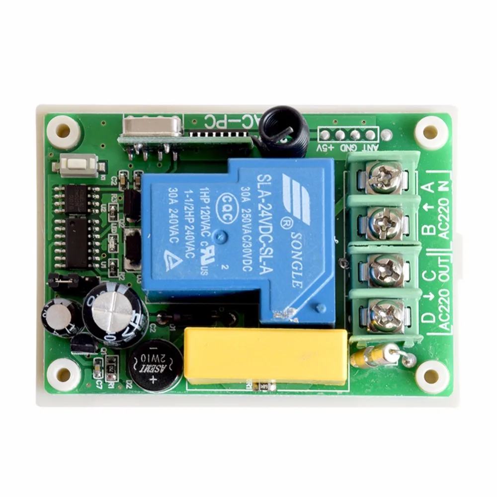 

SMARSECUR AC 220V 30A Relay Receiver Remote Control Switch Learning Code ASK Smart Home TX Receiver Light Lamp LED