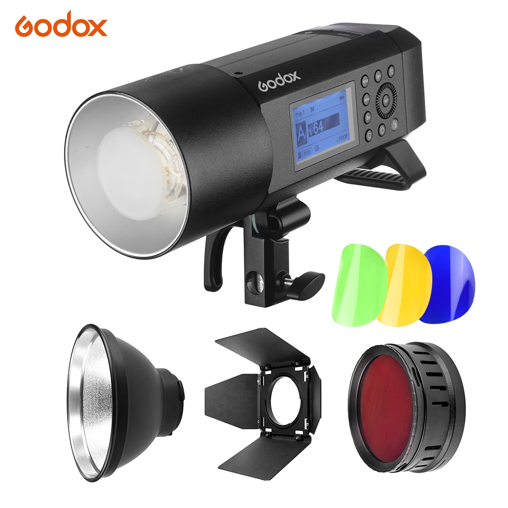 Godox WITSRO AD400Pro фотовспышка "Speedlite" 2,4 г беспроводная дверь сарая сотовая сетка 4 цветные фильтры 9," Отражатель Диффузор лампа