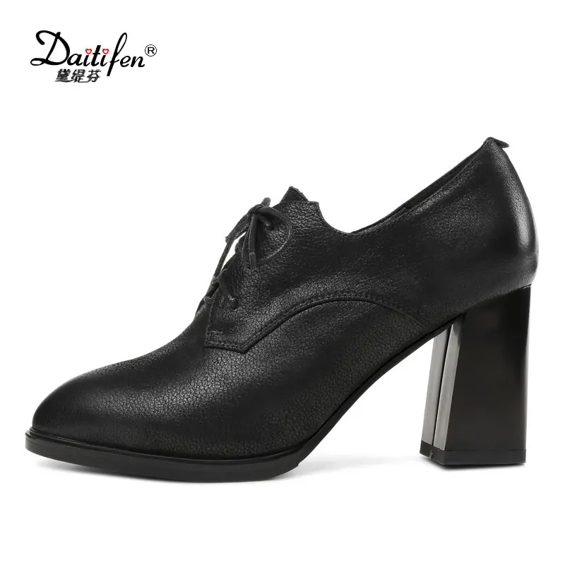 

Daitifen Spring Autumn Pointed Toe Fashion Pointed Toe High Heel Genuine Leather Office Shoes For Women Casual Party Shoes