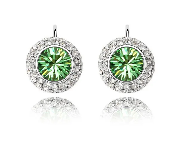Luxury Red Green Round Stone Earrings Studs Women Brand Luxury Red Green Round Stone Earrings Studs Women Brand Jewellery Simple Crystal Earring Mother