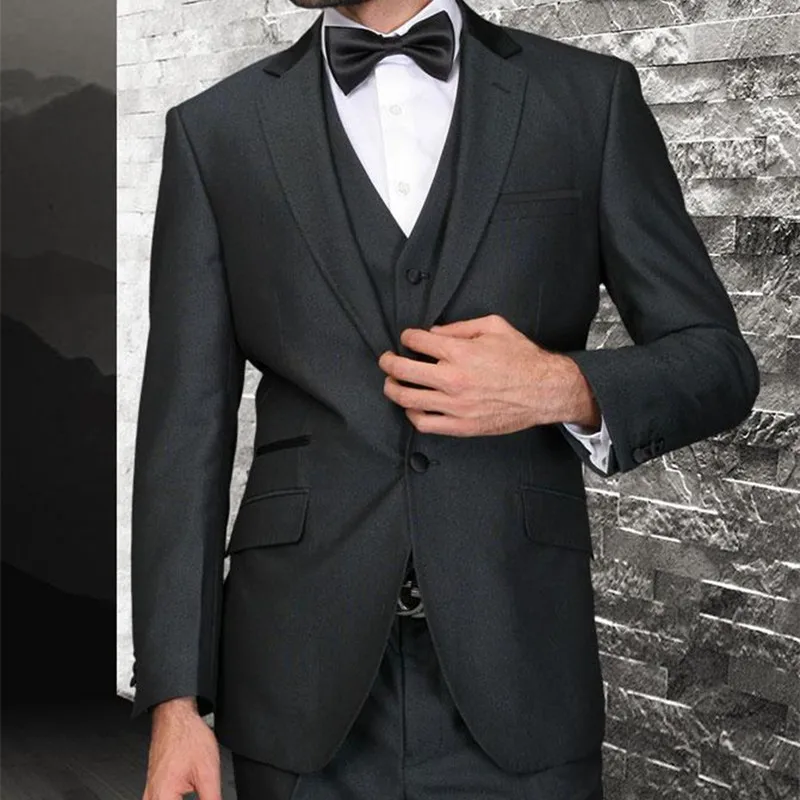 

Flat One Button Black Groom wedding suit Tuxedos Groomsmen Men Wedding Suits Prom Bridegroom suits 2017 (Jacket+Pants+Vest+Tie)