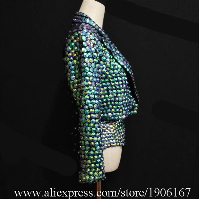 Bar nightclub female singer host small suit suit hand-stitched drill full drill modern costumes stage dress custom4