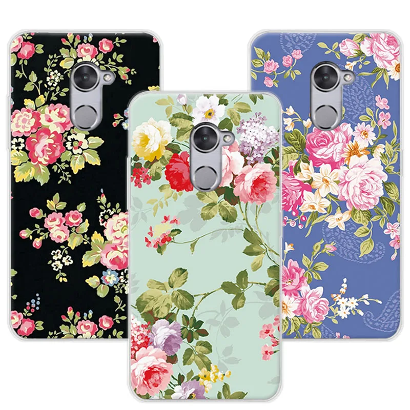 5.5 inch Luxury Floral Painted Case For Vodafone Smart V8 Cover Art