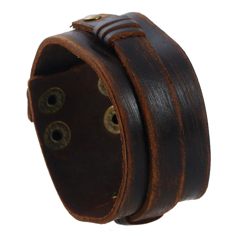 Модный винтажный панк ретро многослойный мужской кожаный браслет, модный плетеный браслет ручной работы, браслеты и браслеты для мужчин - Окраска металла: 82481
