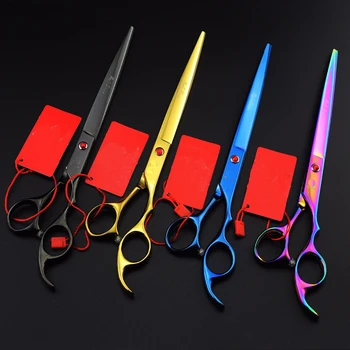

Professional Pet Grooming Scissor 8inch Hair Straight Cutting Scissors Pet Dog Shears Sharp Edge Colorful Painting with Bag