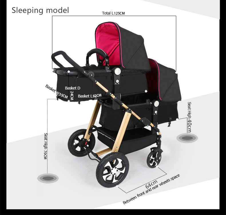 Детская коляска для близнецов, черный светильник, многофункциональная детская коляска, двойная детская коляска из алюминиевого сплава