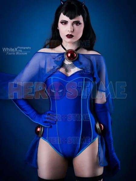 

Bombshells Raven Costume DC Bombshells Rachel Roth Cosplay leotard Unitard Spandex Lycra Zentai Bodysuit Girl Women Lady Catsuit