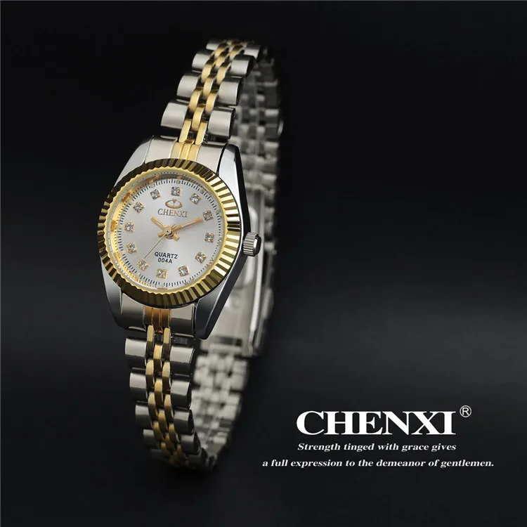 Бренд CHENXI горный хрусталь Женские часы Роскошный топ бренд тонкий стальной ремешок кварцевые наручные часы Элегантные женские повседневные часы водонепроницаемые - Цвет: Белый