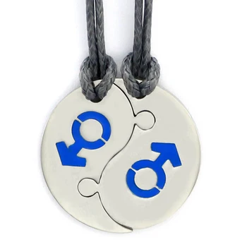 

Break Apart Double Male Mars (BLUE) Yin Yang Pendants LGBT Gay Pride Necklaces
