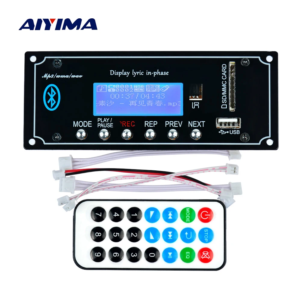 

AIYIMA 12V MP3 Decoder Board Wireless Bluetooth Lossless Audio Decoder MP3 Audio Player Module With APP For Car accessories