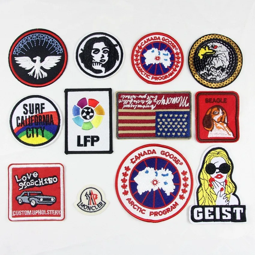 

New Fashion Cool Embroidered Patches Sew On Patch For Clothes Hats Sexy Lady Fabric Applique Round Badge DIY Accessory Stripes