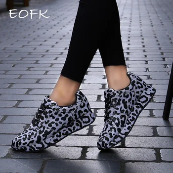 

EOFK Women Fashion Sneakers Shoes Spring Autumn Leopard Pattern Design Fabric Comfortable Casual Sneakers Flats Shoes Women