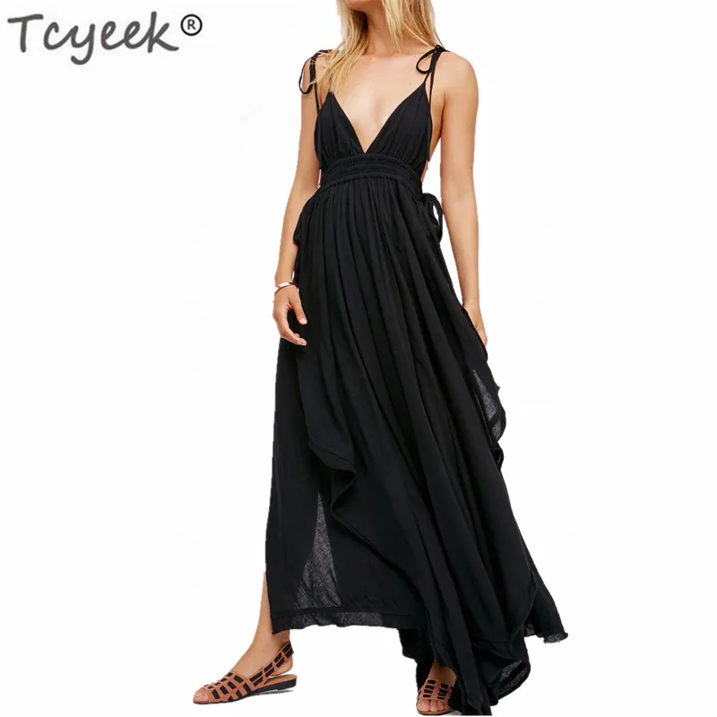 

Tcyeek Long Summer Dress Women Sleeveless V Neck Backless Dress Sexy Dresses Party Night Clothes 2019 Vestidos De Fiesta LWL1658