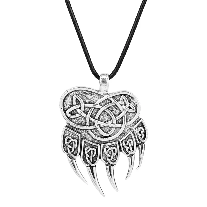 

Wolf Paw Pendant Necklace Knot Necklace Veles Sign Pendant Slavic Amulet Jewelry