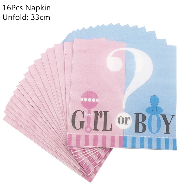 Reveal Disposable Tableware Set Baby Shower Boy Or Girl Plate Napkin Tablecloth Gender Reveal Party Decorations Supplies