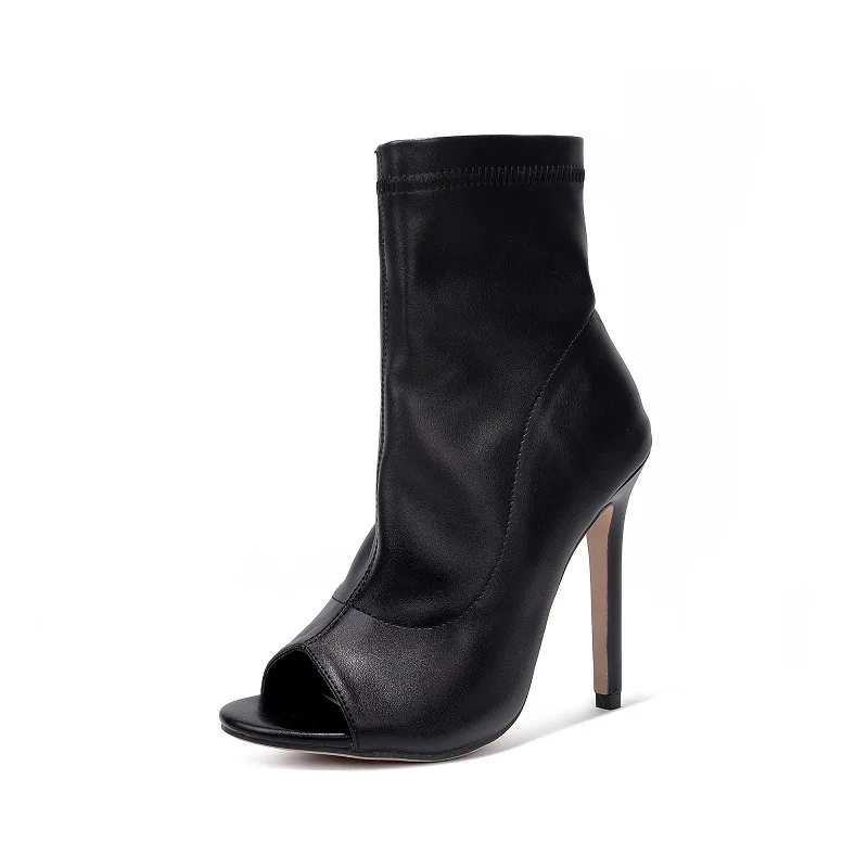 GOXPACER Autumn Shoes Women Open Toes Boots Women Back Zipper High Heels Classic All Match Fashion Rome Plus Size Comfortable