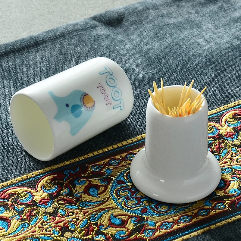 Bone china toothpick holder, cute fun cartoon design, ceramic tooth