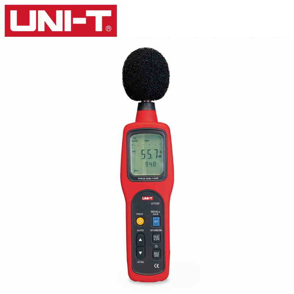 

UNI-T UT352 Sound Level Meters 30~130dB 31.5H~8000Hz Noise Monitor TesterFrequency 31.5Hz~8000Hz with Alarm Function