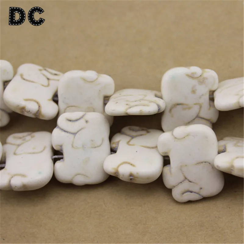 

DC Approx 26pcs strand Elephant White Animal Bead Stone Loose Necklace Bracelet Charm Beads 21*15mm for DIY Jewelry Making