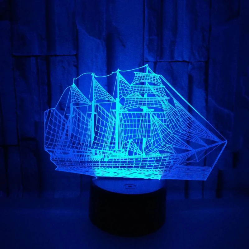 

Sailboat 3D LED Night Light Table Desk Lamps, 3D Optical Illusion Visual Lamp 7 Colors Touch Table Desk Lamp
