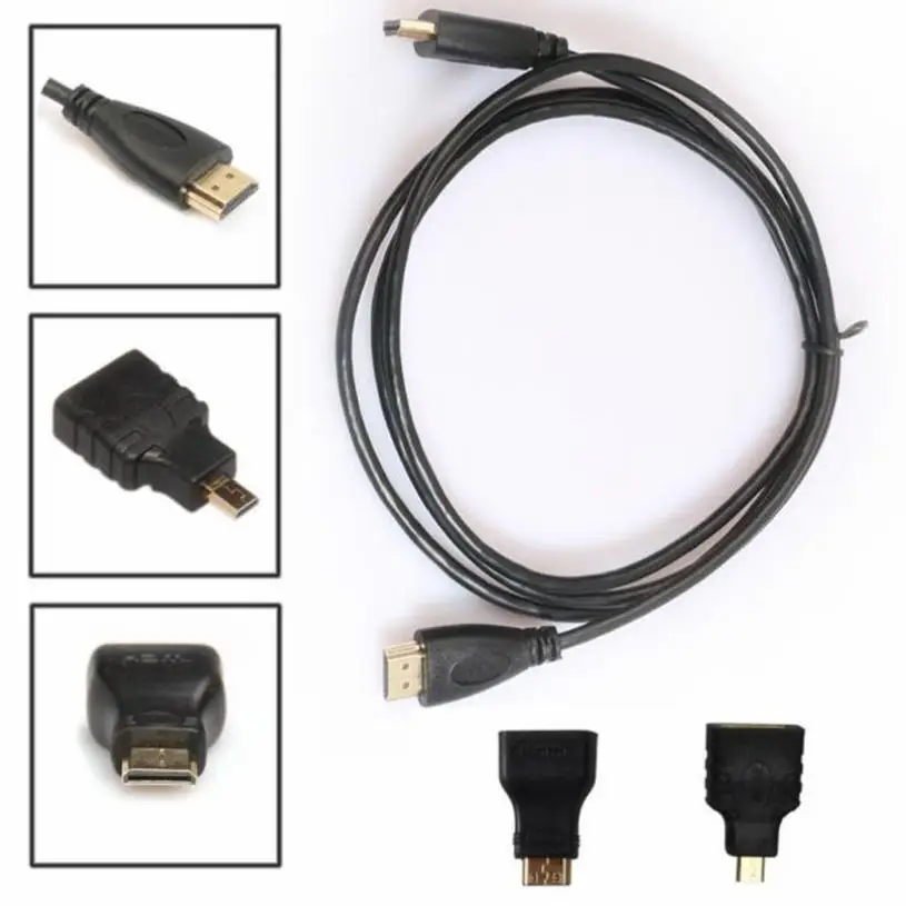 HIPERDEAL 2 м 3 в 1 HDMI к HDMI/Mini/Micro HDMI адаптер кабель комплект HD для планшетный ПК, телевизор 1J23