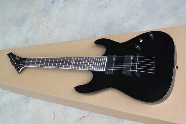 Cheap Free shipping!  wholesale High quality Black 7 string guitar ,professional custom shop!
