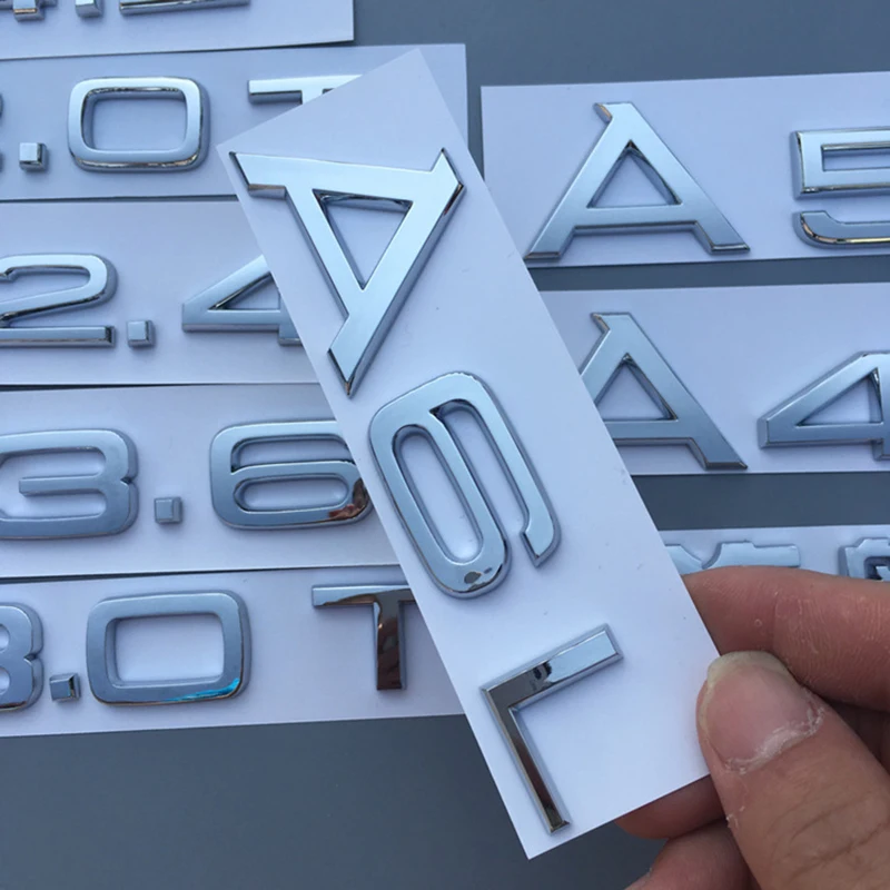 

Q3 Q5 Q7 1.8T 2.0T 2.4 2.8 3.0T 3.2 3.6 4.2 A3 A4L A5 A6L A7 A8L Numbers Emblem Car Trunk Discharge Capacity Badge Logo Sticker