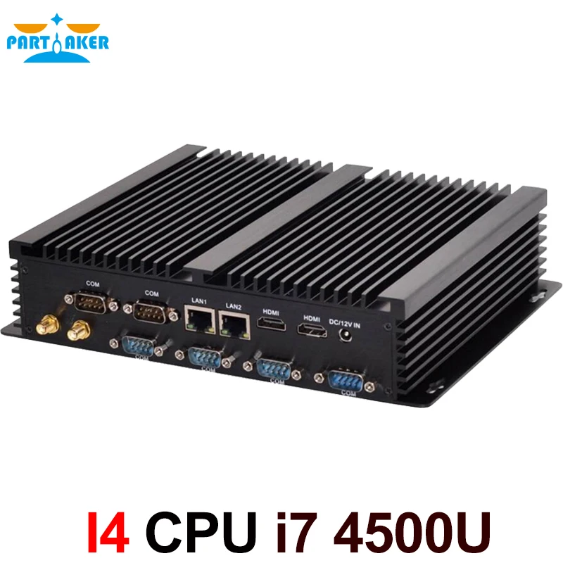 Partaker I4 Industrial Mini PC with 6 COM 2 HDMI 2 Lan Black Color Intel i3 4