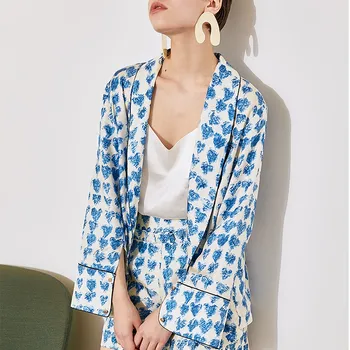 

Women Fashion New Elegant Print Blazer Shorts Suits Long Sleeve Coats Tops High Waist Shorts Two Piece Sets