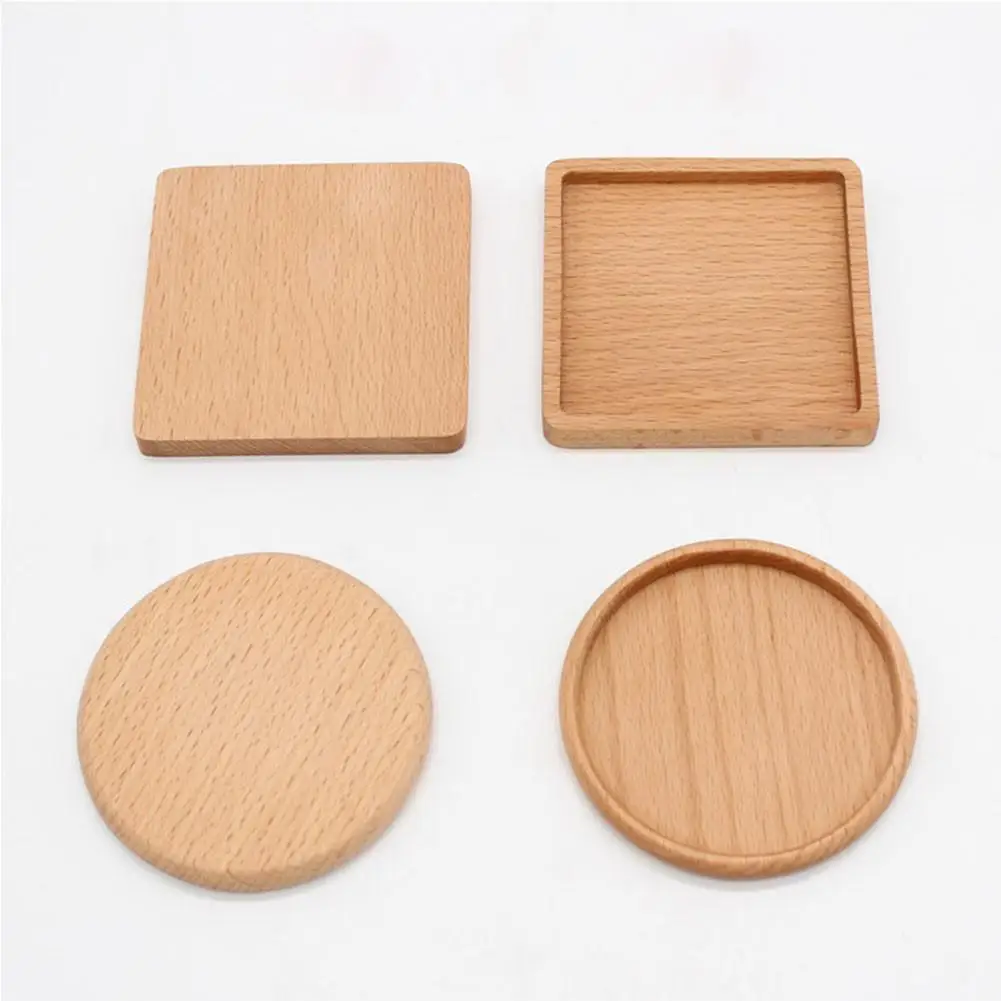 

Natural Wooden Coaster Tray Beech Square Circular Coaster Innovative Coffee Coasters Cup Mats Insulation Pot Mat Solid Trays