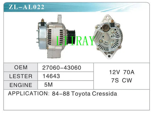 Авто Генератор переменного тока для toyota cressida 84-88 27060-43060