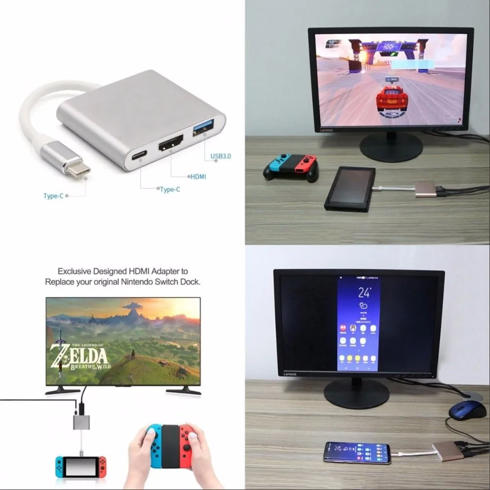 SOONHUA USB 3,0 Тип C к HDMI 4 К HD кабель адаптер конвертер USB C HDMI кабель видео Выход для MacBook Тип-c ноутбука