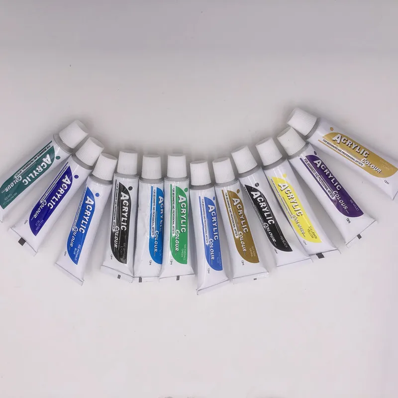 Ceny Profesjonalny 24 kolory 12ML zestaw farb akrylowych Nail artystyczny obraz wodoodporny farba do tkanin narzędzia do rysowania dla dzieci DIY
