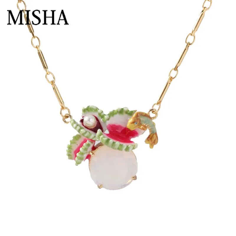 

MISHA mysterious Fine Pendant Necklaces&Earrings Jewelry For Women Simulation Gems corpse flower Shape Chic Accessories L677