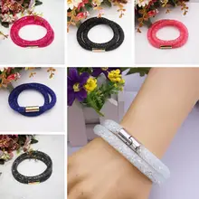 

Net Tube Double-layer Buckle Double Full Crystal Bracelets