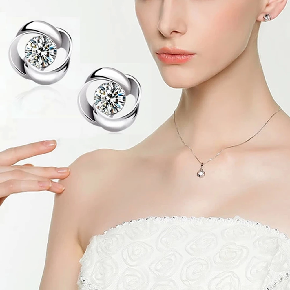 Silver Color Stud Earrings jewelry Korean version Fashion Lovely earrings female modelsin Stud