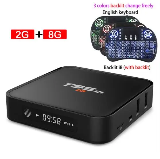 Android tv Box Sunvell T95M 2 ГБ 8 ГБ 2,4G WiFi Amlogic S905X четырехъядерный Android 6,0 H.265 4K медиаплеер телеприставка T95M - Цвет: 2G 8G and i8 backlit