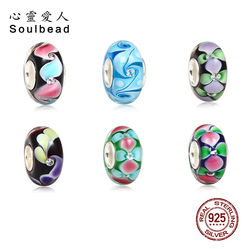 Soulbead европейские стеклянные бусины ручной работы внутри кубического циркония в