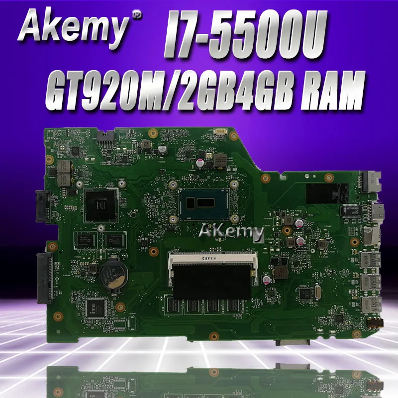 Akemy X751LJ GT920M/2 ГБ Материнская плата Asus X751L R752L K751L X751LN X751LD X751LJ X751LB материнской платы ноутбука 4 Гб Оперативная память I7-5500U