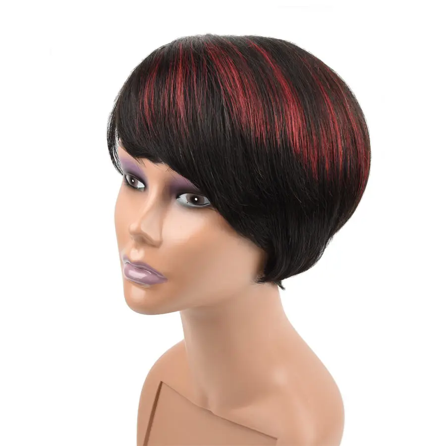 Короткие человеческие волосы парики для черных женщин бразильские Remy короткие парики человеческих волос Боб парик короткий Pixie Cut парик P Цвет 1B/530 7 дюймов
