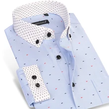 Caiziyijia 2017 männer fischgräte gedruckt langarm kleid shirts patchwork manschette comfort soft casual slim fit taste-down shirts