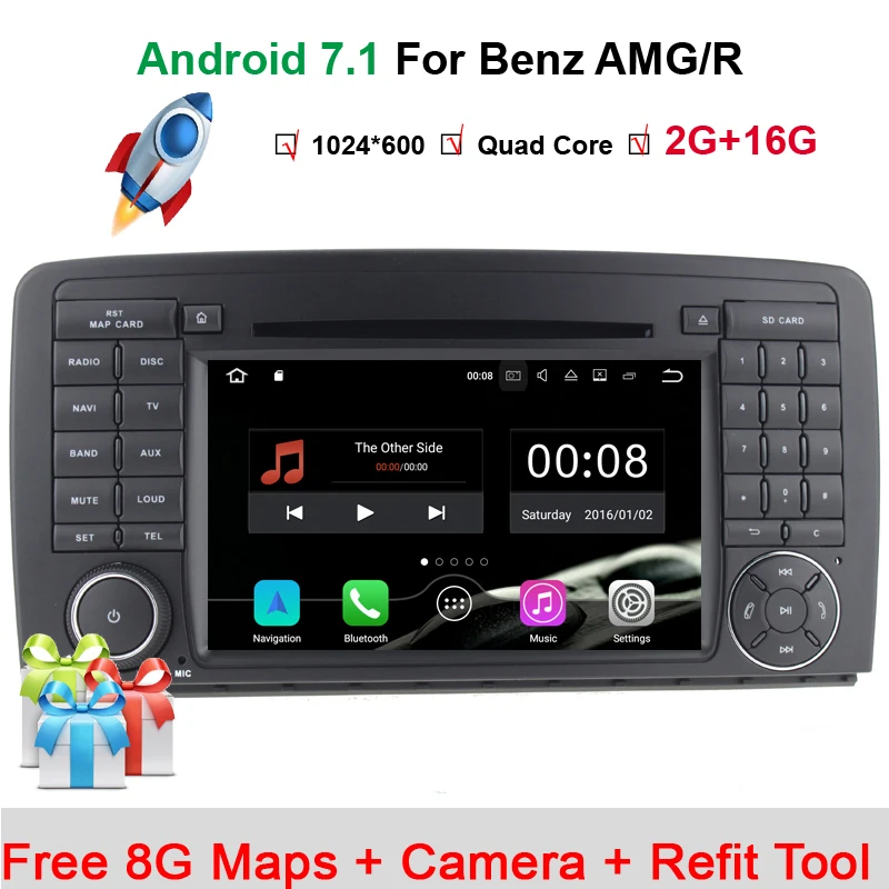 #*Cheap Android 7.1 Car GPS Navigation DVD for Mercedes Benz R Class W251 R280 R300 R320 R350 R500 w Radio BT USB WIFI 1024*600 Screen