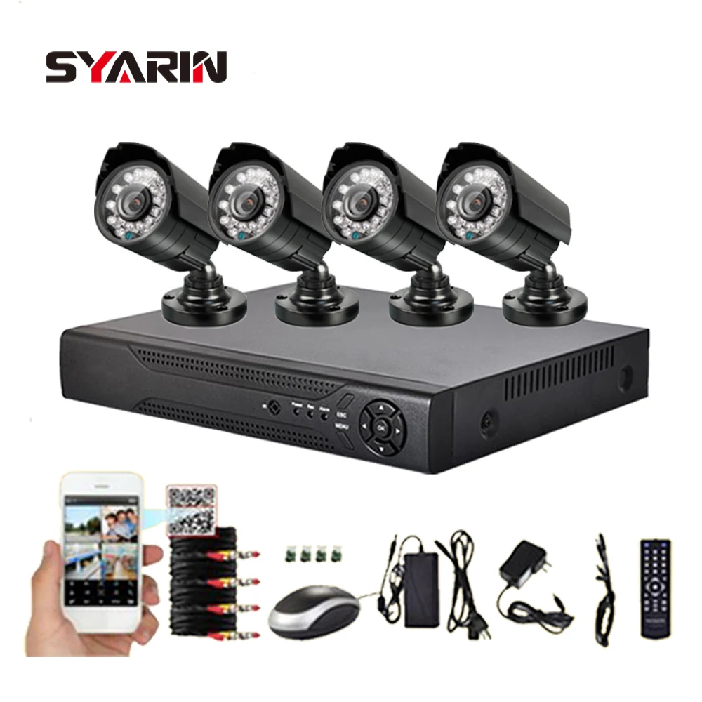 

SYARIN 4CH CCTV System Full 1080N DVR with 1800TVL 720P Outdoor Security surveillance Camera Kit HD AHD 4 channel 1MP Cameras