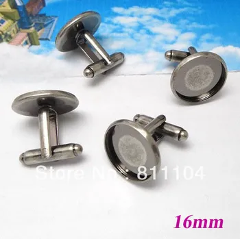 

16mm Vintage Antique Silver Plt Copper Blank Round Circle Tray French Cufflinks Cuff Links Jewelry Settings Findings Wholesale